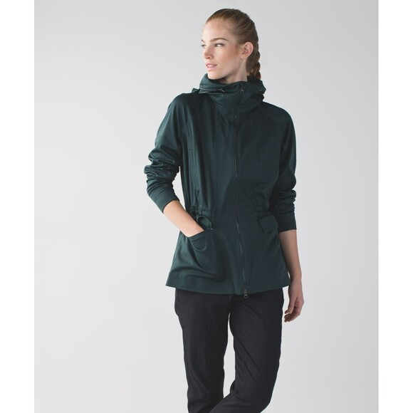 Lululemon &go Cityfarer Anorak Dark Fuel / Heathered Slate Green Jacket Size 4 - Picture 1 of 13